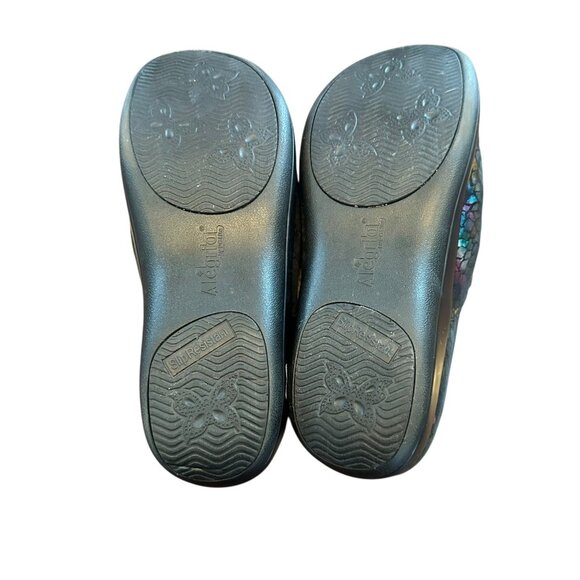 Alegria KEL-459 Rainbow/Minnow Iridescent Leather Clogs Size 39 - Picture 6 of 8